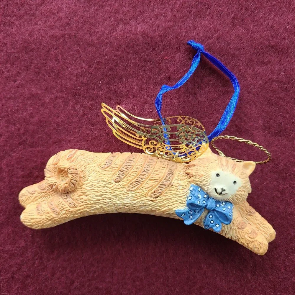 Avon Vintage 1997 Angel Pet Cat Christmas Ornament Cat In Heaven Rainbow Bridge